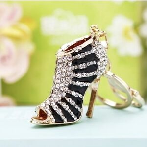 Chic Black & Gold Women's High Heel Purse Charm/Keychain